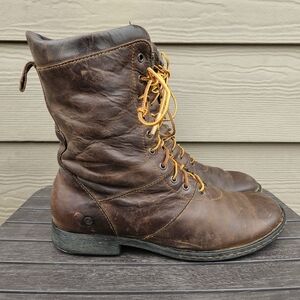 Born Brown Leather Equestrian Riding Boots Shoes Lace Up Heel Saver Women Size 8